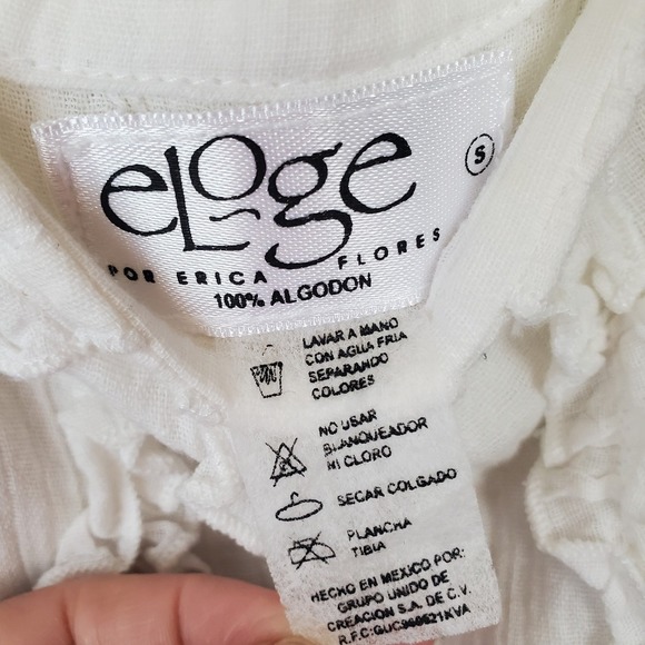eloge white women's top blouse with sleeves 100% cotton size S summer vacation b - Picture 7 of 7